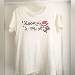 Project Social T Cat Christmas Short Sleeve Shirt Size Small NWOT